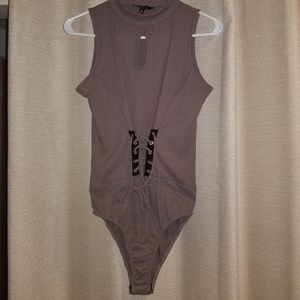 bodysuit criss cross tie up sexy corset style